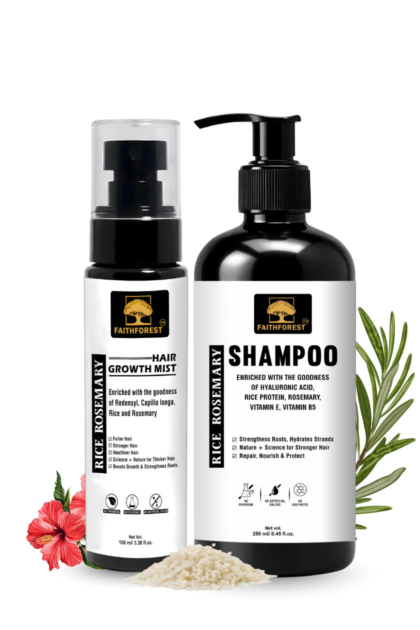 Rice Rosemary Hair Revival Combo (Shampoo 250ml + Hair Growth Mist 100ml) - Redensyl & Capilia Longa Formula for Fuller and Healthier Hair