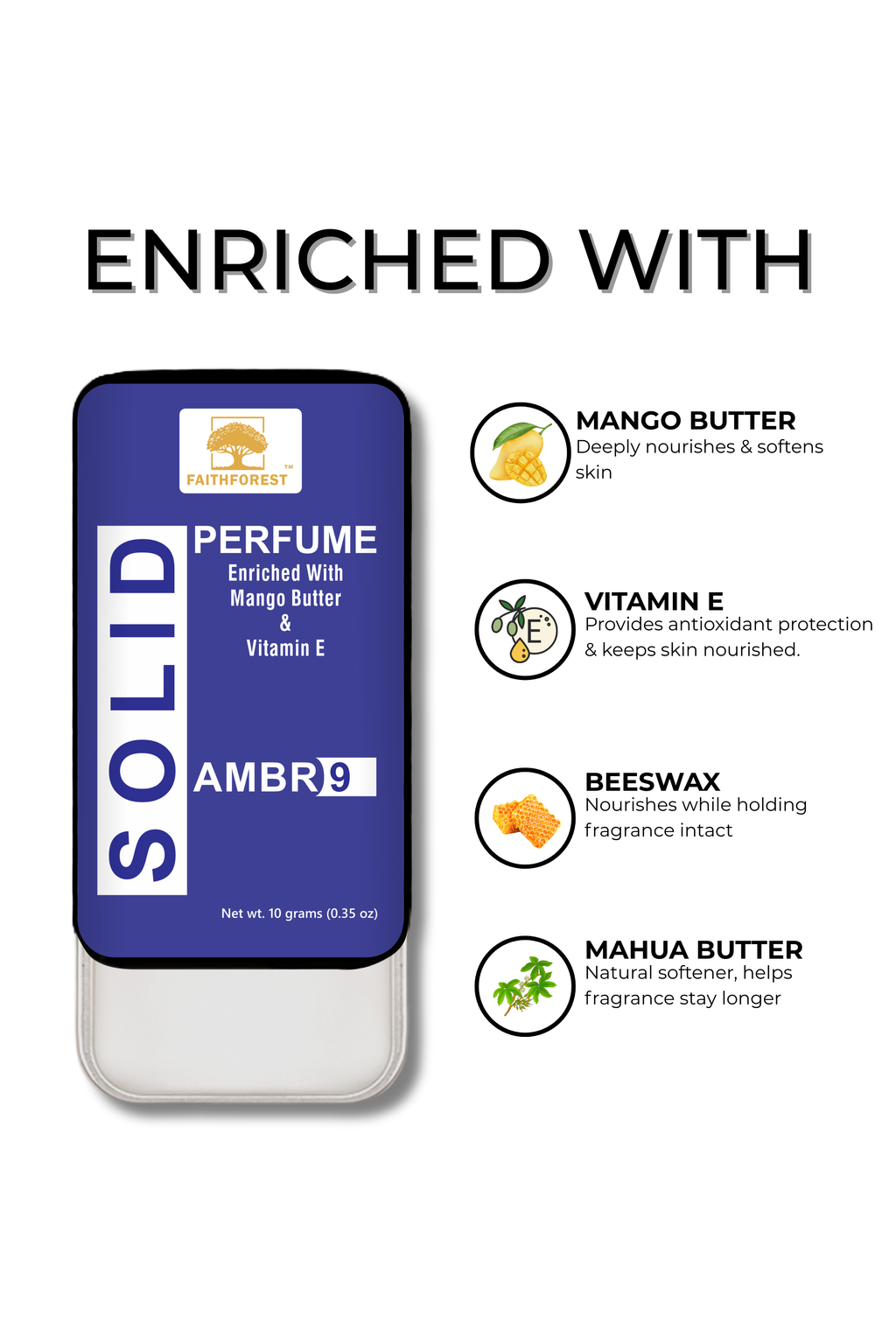 FaithForest Ambr 9 slider solid perfume ingredients