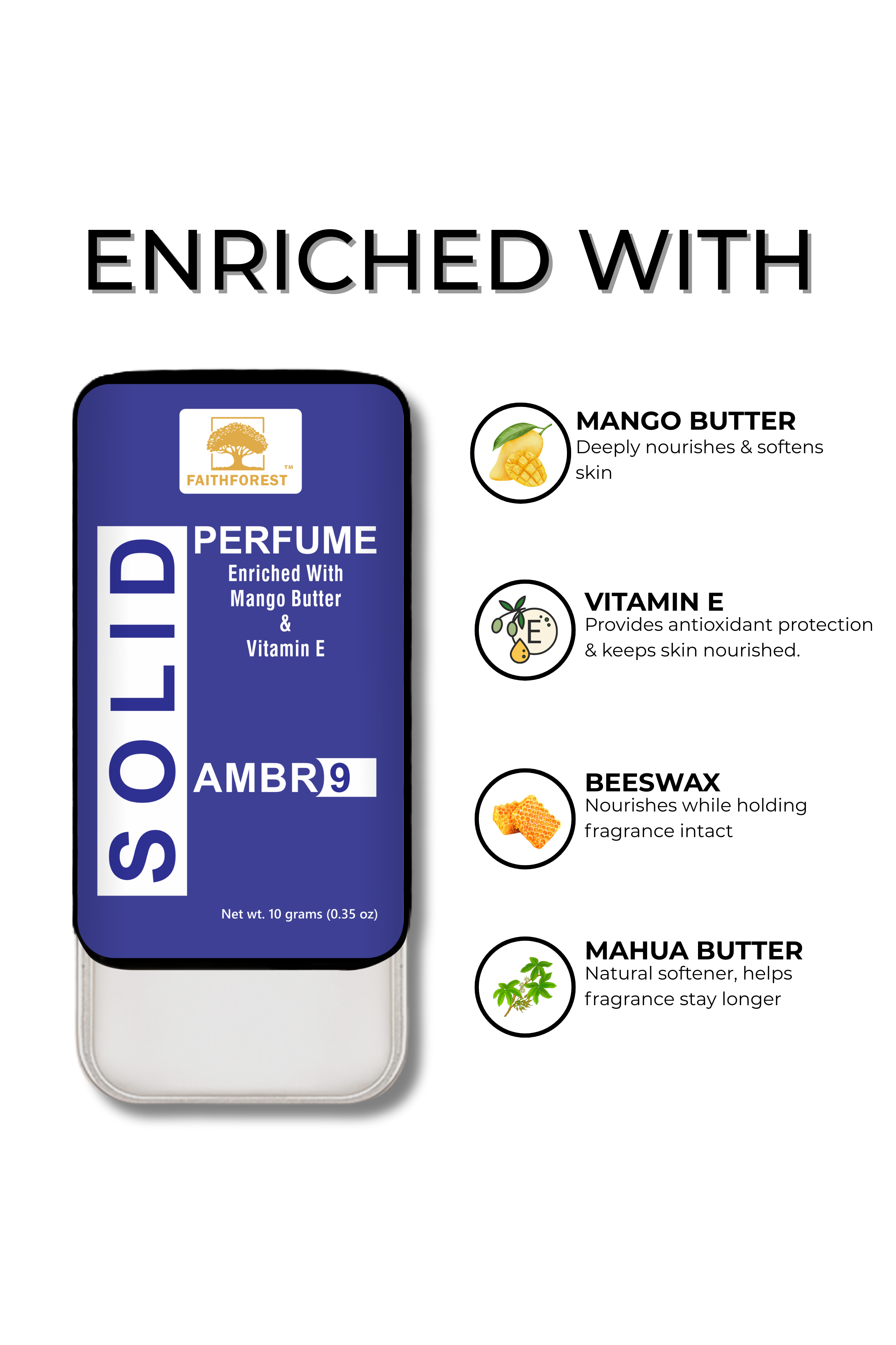 FaithForest Ambr 9 slider solid perfume ingredients