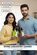 Shine Chemistry Combo: D-TAN Face Wash 100ml, Aloerice Face Mist 100ml & Rice Saffron Moisturizer 100ml - Brighten, Hydrate & Tan Removal with Niacinamide & Hyaluronic Acid