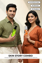 Skin Story Combo: Ultimate Tan Removal & Sun Protection Duo | D-TAN Face Wash 100ml & Kesar Sunscreen 50g (SPF 50 PA++++, Oil-Free)  - Niacinamide, Saffron & Turmeric Formula