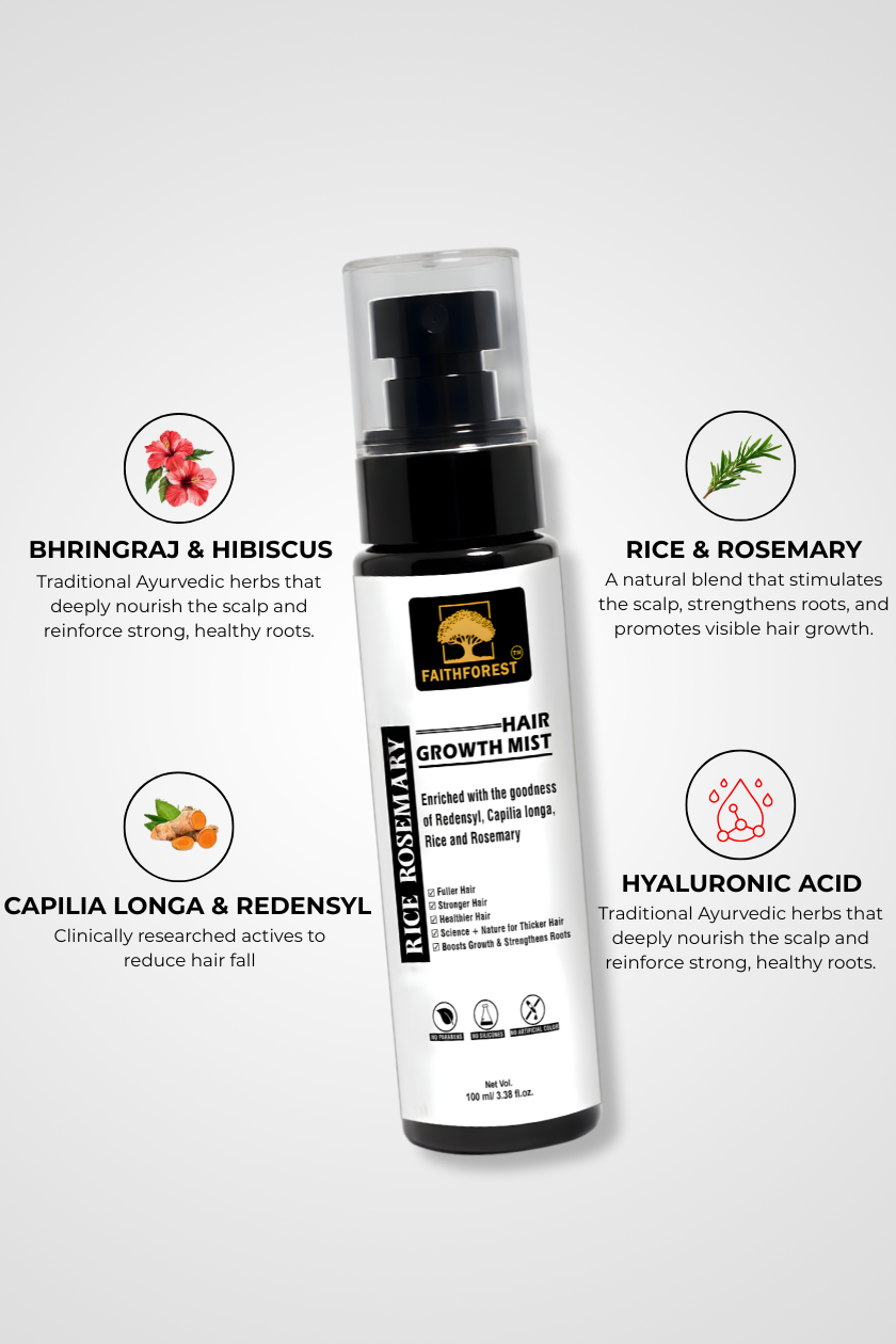 Rice Rosemary Hair Revival Combo (Shampoo 250ml + Hair Growth Mist 100ml) - Redensyl & Capilia Longa Formula for Fuller and Healthier Hair