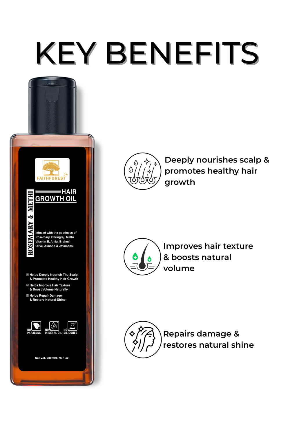 FaithForest Rosemary & Methi Hair Growth Oil benefits