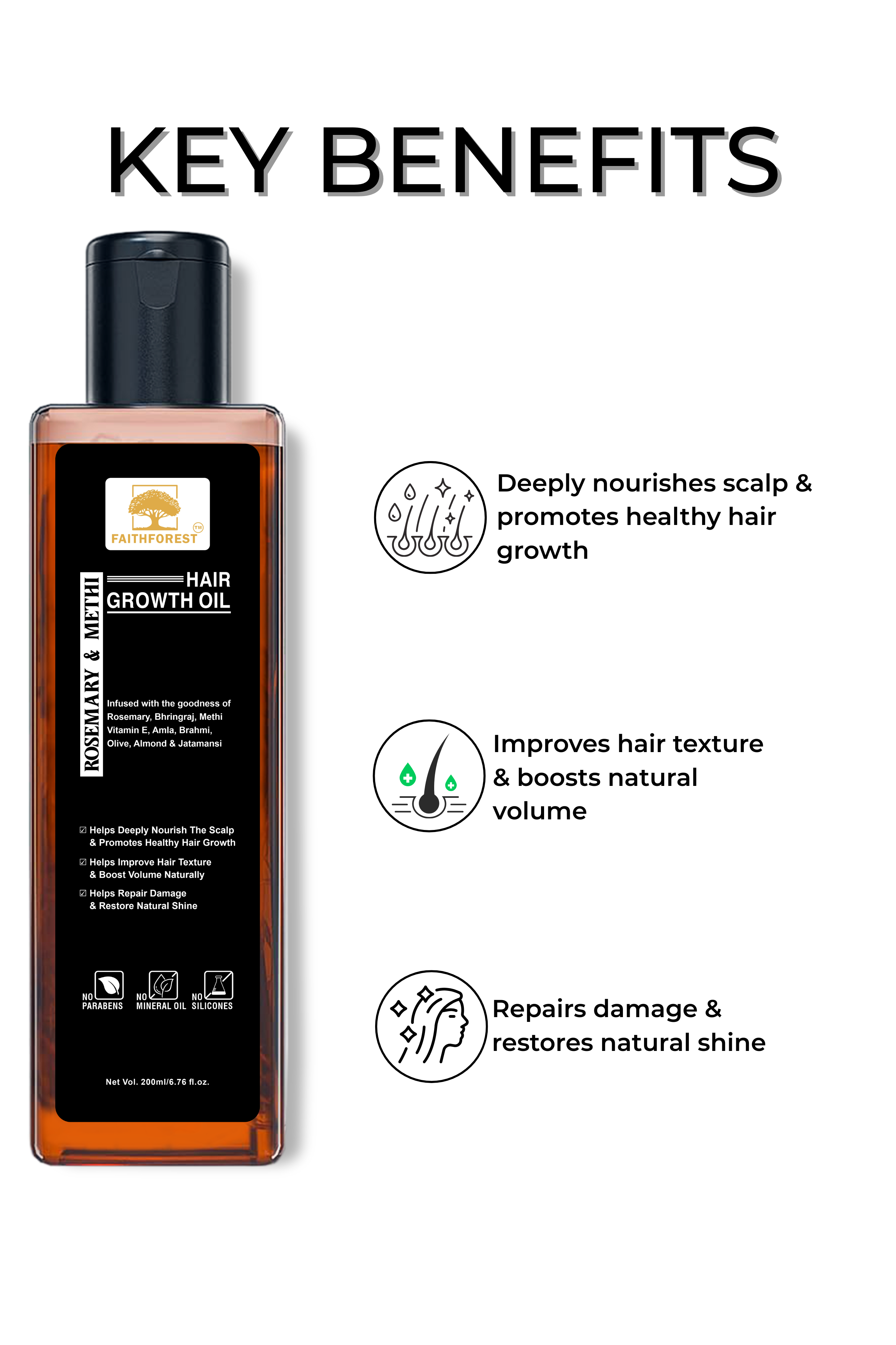 FaithForest Rosemary & Methi Hair Growth Oil benefits