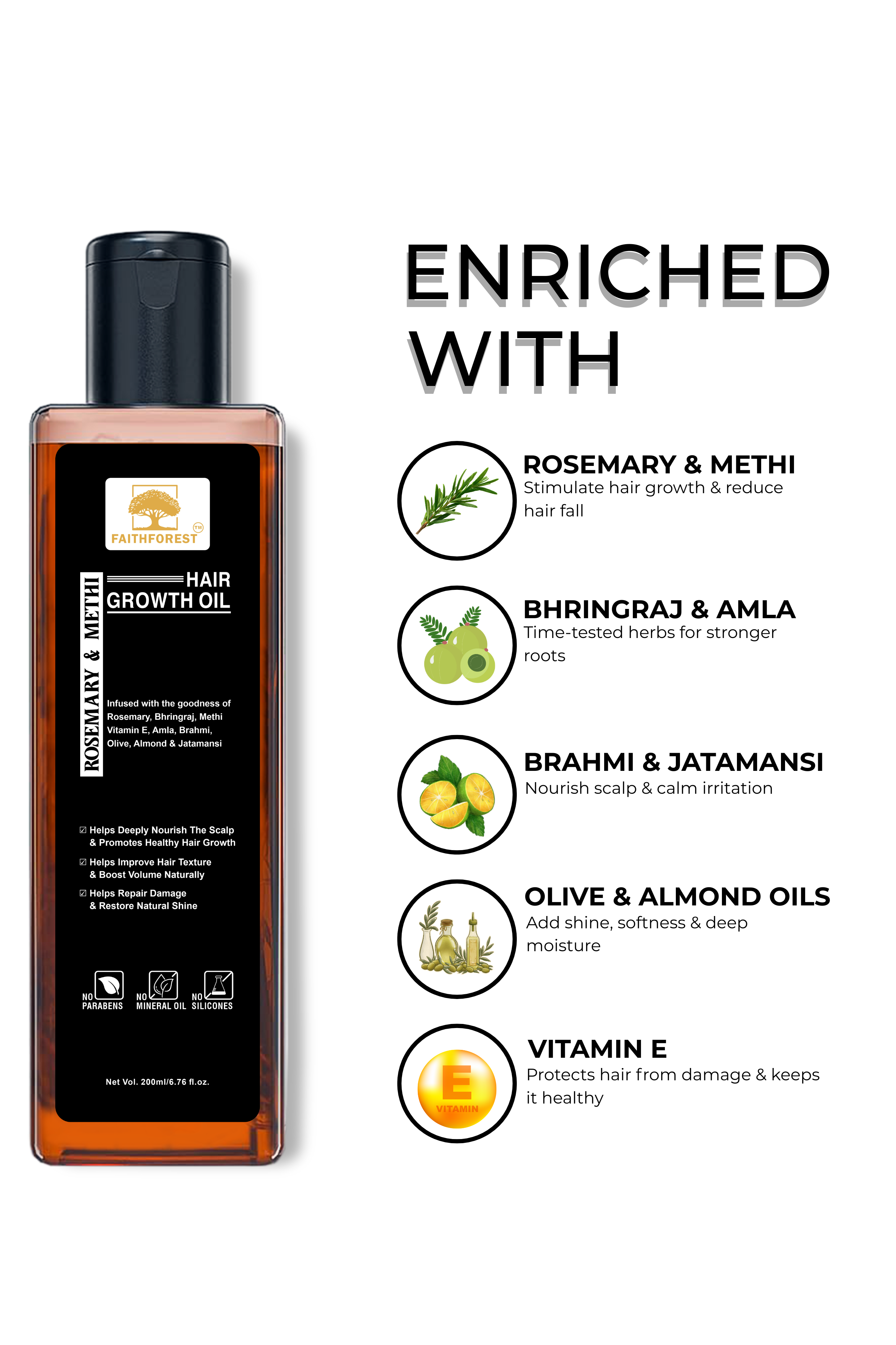 FaithForest Rosemary & Methi Hair Growth Oil ingredients