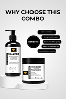 Rice Rosemary Hair Wash & Nourish Combo (Shampoo 250ml + Hair Mask 100g) Enriched with Argan Oil & Shea Butter for Stronger and Shinier Hair