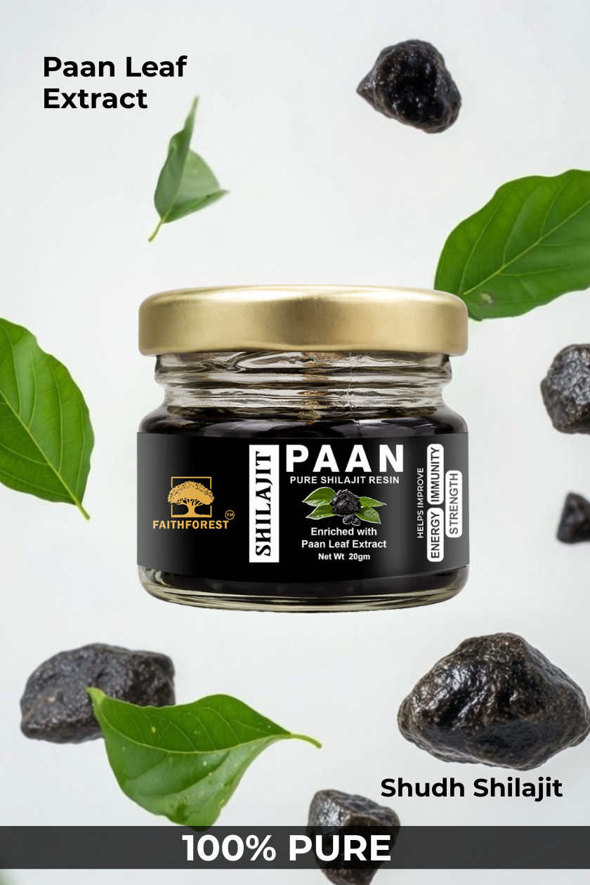 FaithForest Paan Pure Shilajit Resin (20gm) - Enriched with Pan Leaf Extract - Himalayan Shilajit with Fulvic Acid & Trace Minerals for Energy, Stamina, Immunity and Vitality