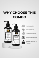 Bloom & Shine Combo: Rosemary & Rice Shampoo 250ml + Bubble Bloom Body Wash 250ml - Phytosqualane & Vitamin E Formula
