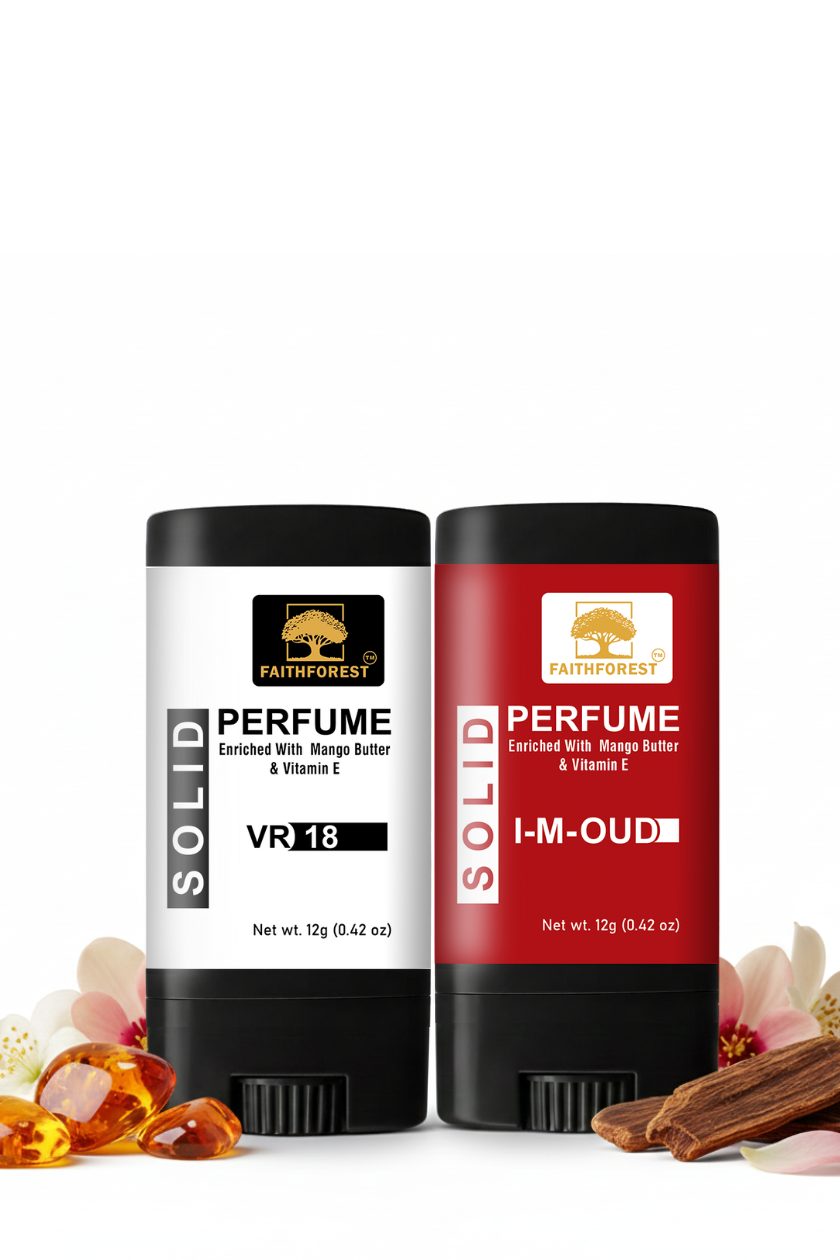 Luxury Solid Perfume Duo: Long-Lasting I-M-OUD & VR 18 Scent Sticks - Enriched with Mango Butter & Vitamin E (2x12g)